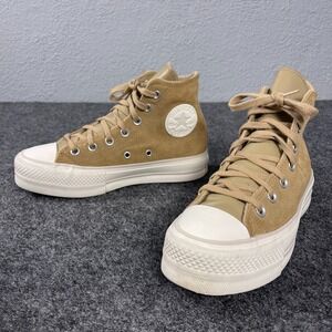 Converse Chuck Taylor Lift Hi Womens 6.5 Tan Suede Platform A03250C